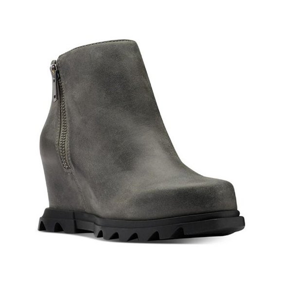 SOREL Women's Joan of Artic Wedge III Lug Sole Zip Booties Gray Quarry Size 11 - Picture 1 of 9